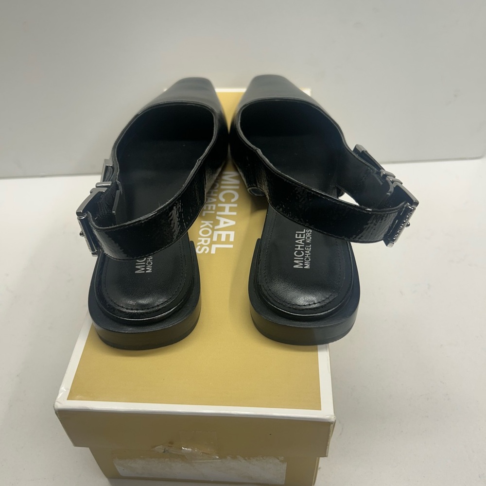Michael Michael Kors Darrington  Black Patent Leather‎ Slingback Flats Size 7 - Picture 6 of 7